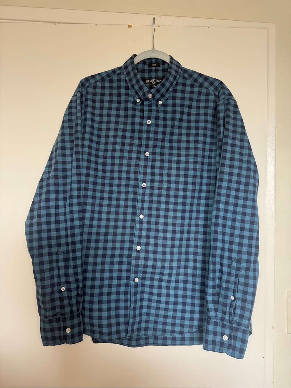 J.Crew Slim Flex Men's Blue Check Button-Down Shirt by Mercantile size L